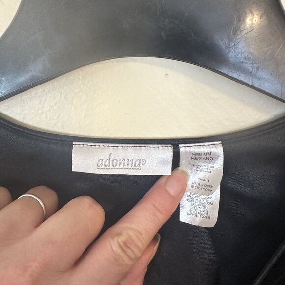 Adonna Black Velvet Long Sleeve Maxi House Dress Medium Zip Up Witchy Robe - Picture 3 of 7